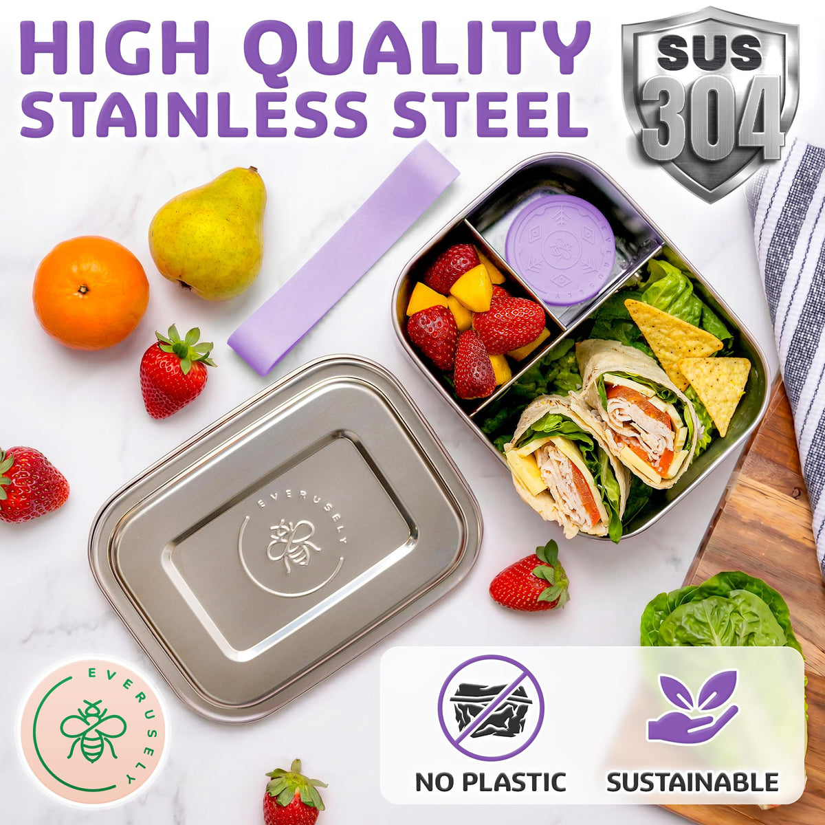 Stainless Steel Bento Box + Condiment Container