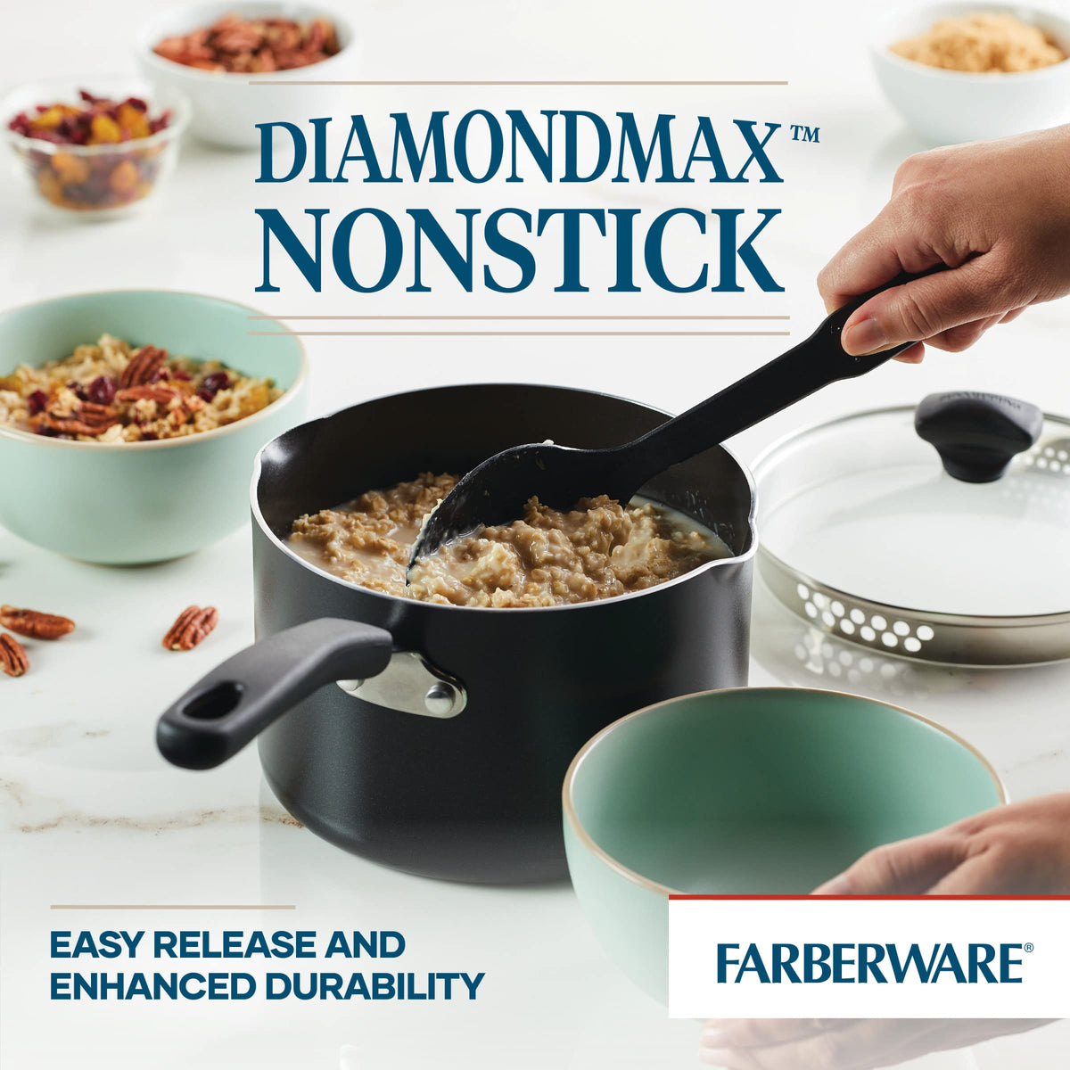 Cookstart Aluminum DiamondMax Straining Nonstick Saucepan