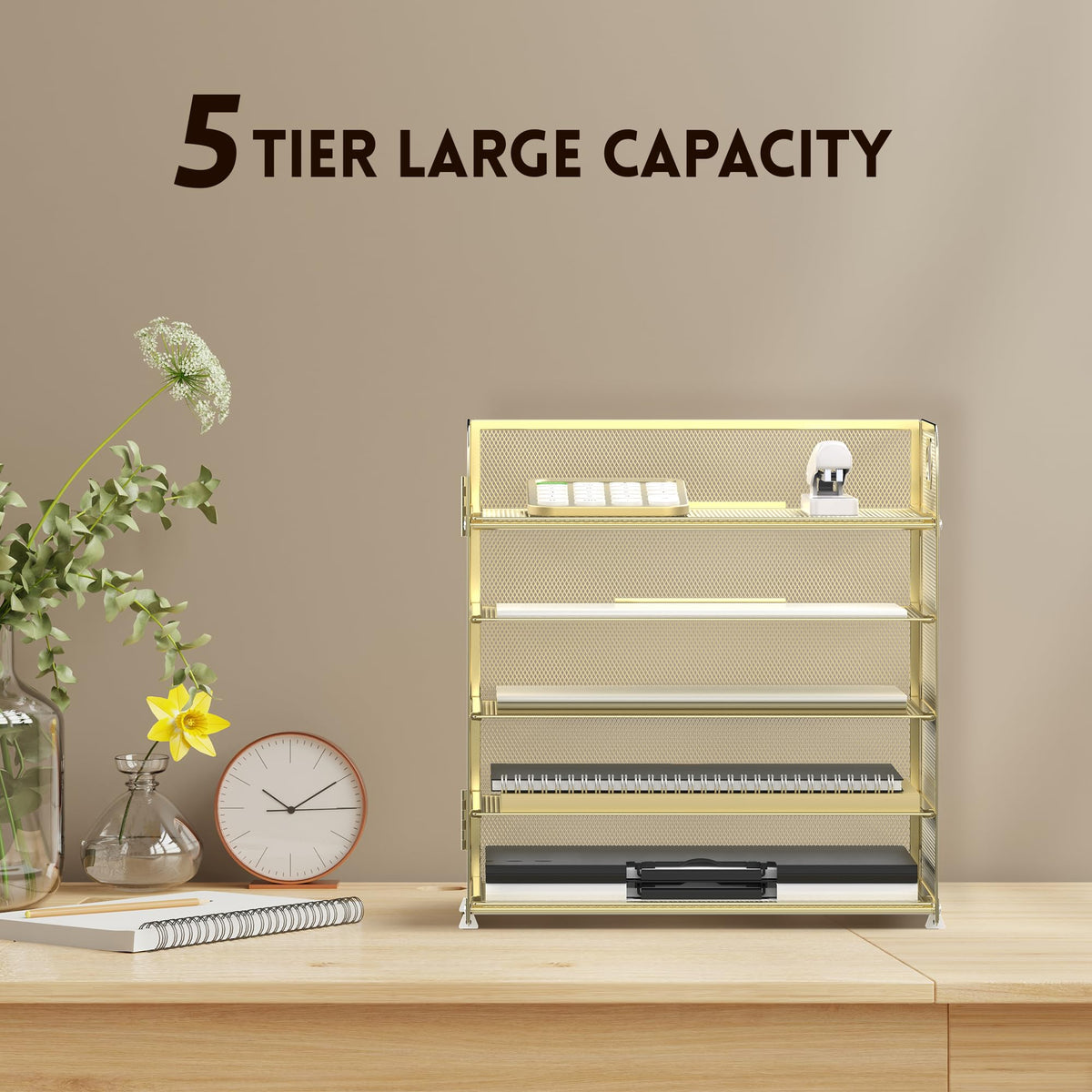 5 Trays Paper Organizer Letter Tray with Handle