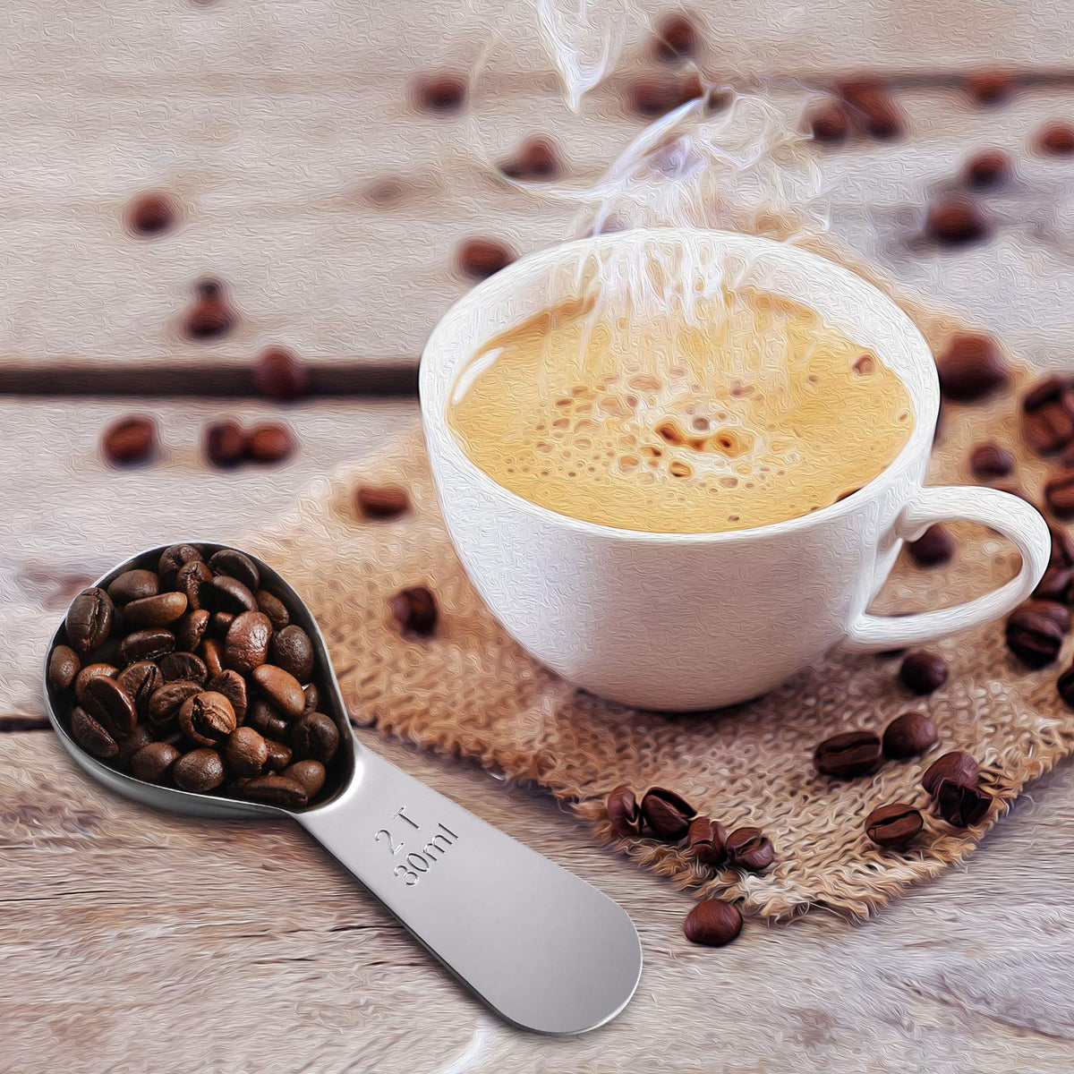 3 Pieces Coffee Scoop Tablespoon Measuring Spoons Stainless Steel Coffee Scoops Short Handle Tablespoon for Tea Sugar Kitchen Gifts (3 Count)