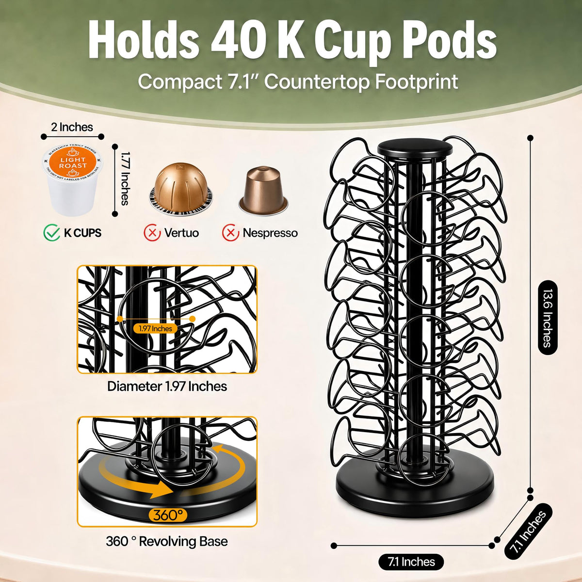 Coffee Pod Holder for 40 Pods