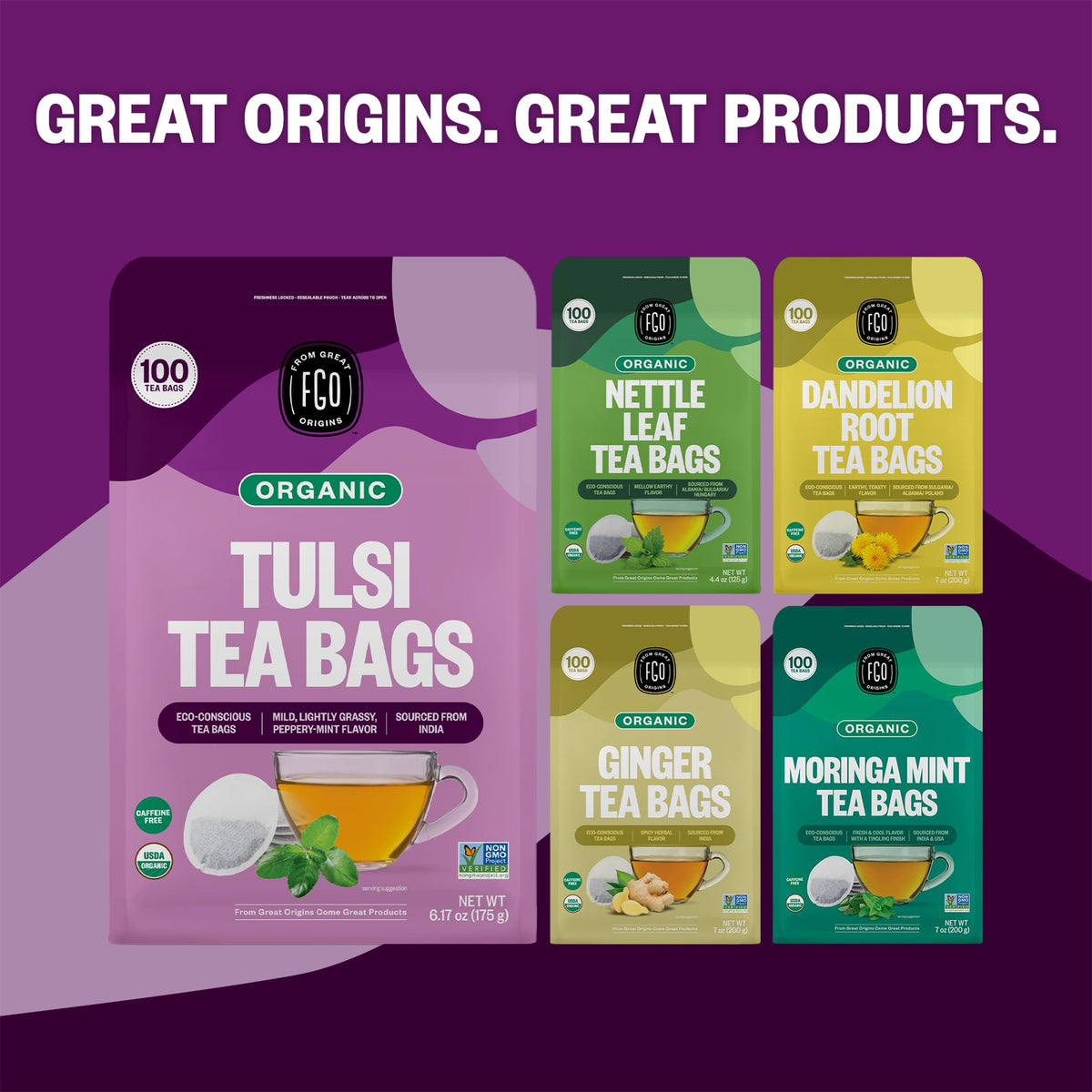 Organic Tulsi Holy Basil Tea (100 Count)