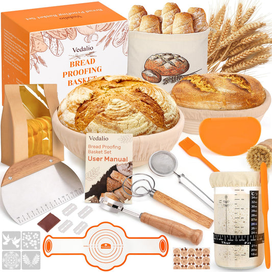 Sourdough Starter Kit with Bread Proofing Baskets (28 Count)