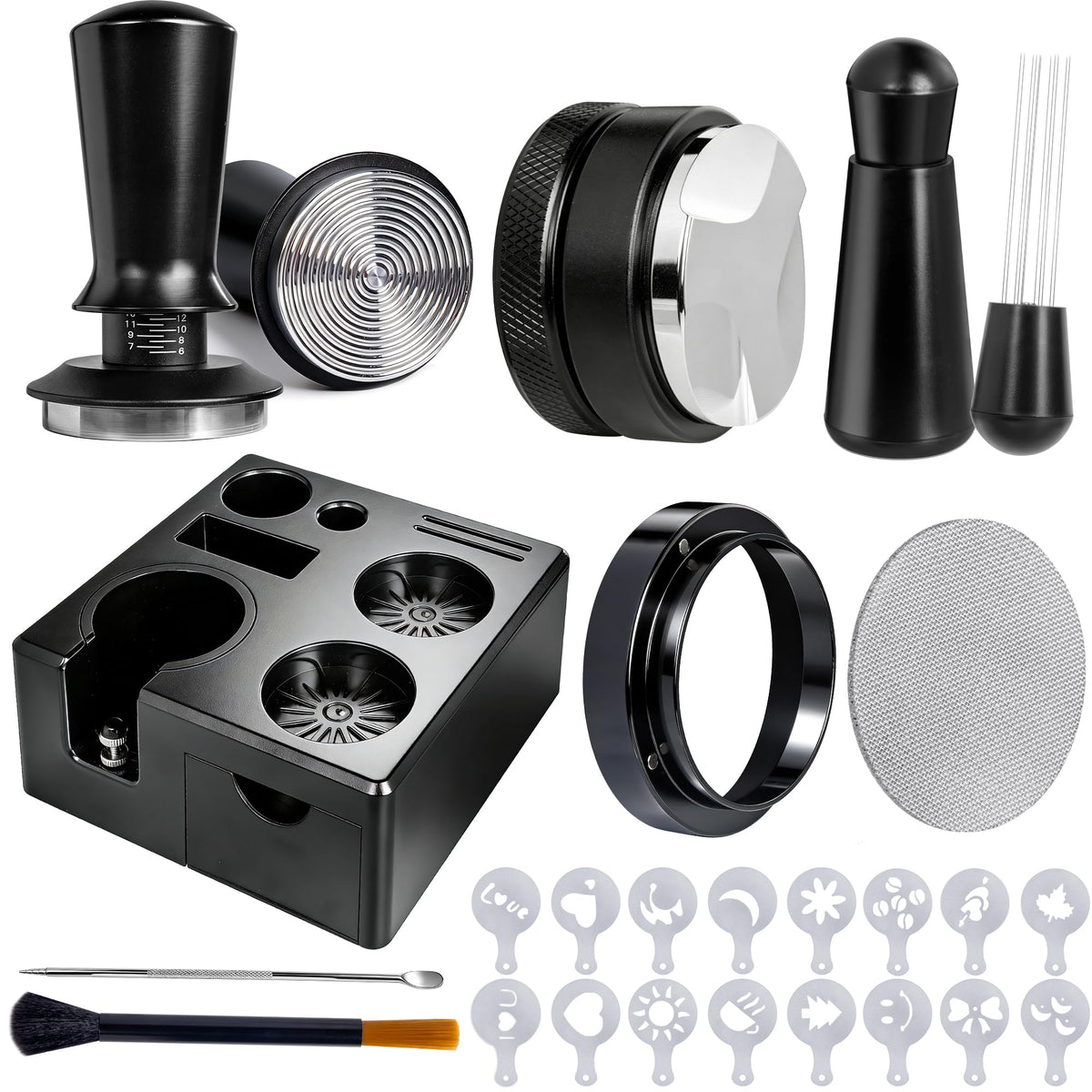 9 PCS 51mm Espresso Accessories Kit with Tamper Station