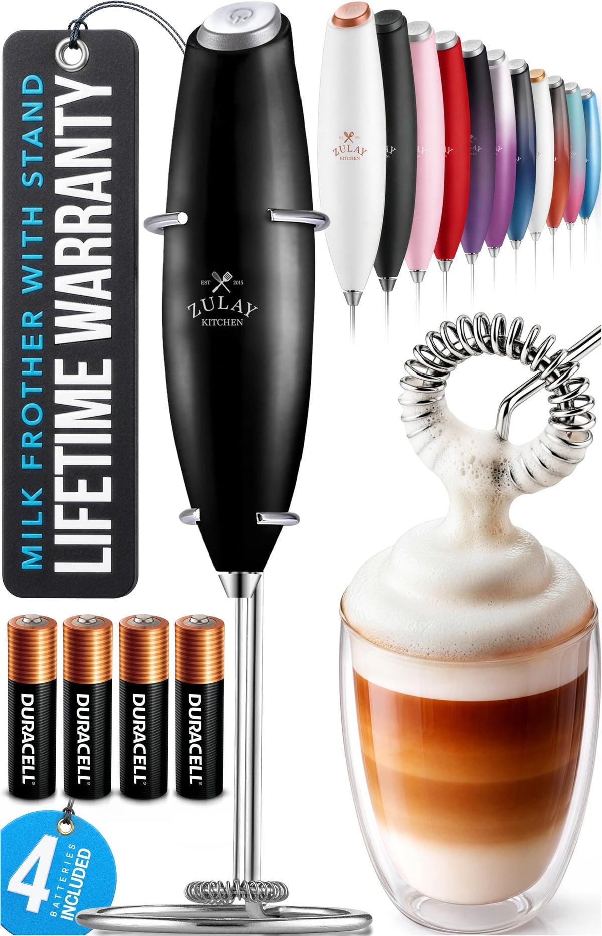 Powerful Milk Frother Wand With Duracell Batteries