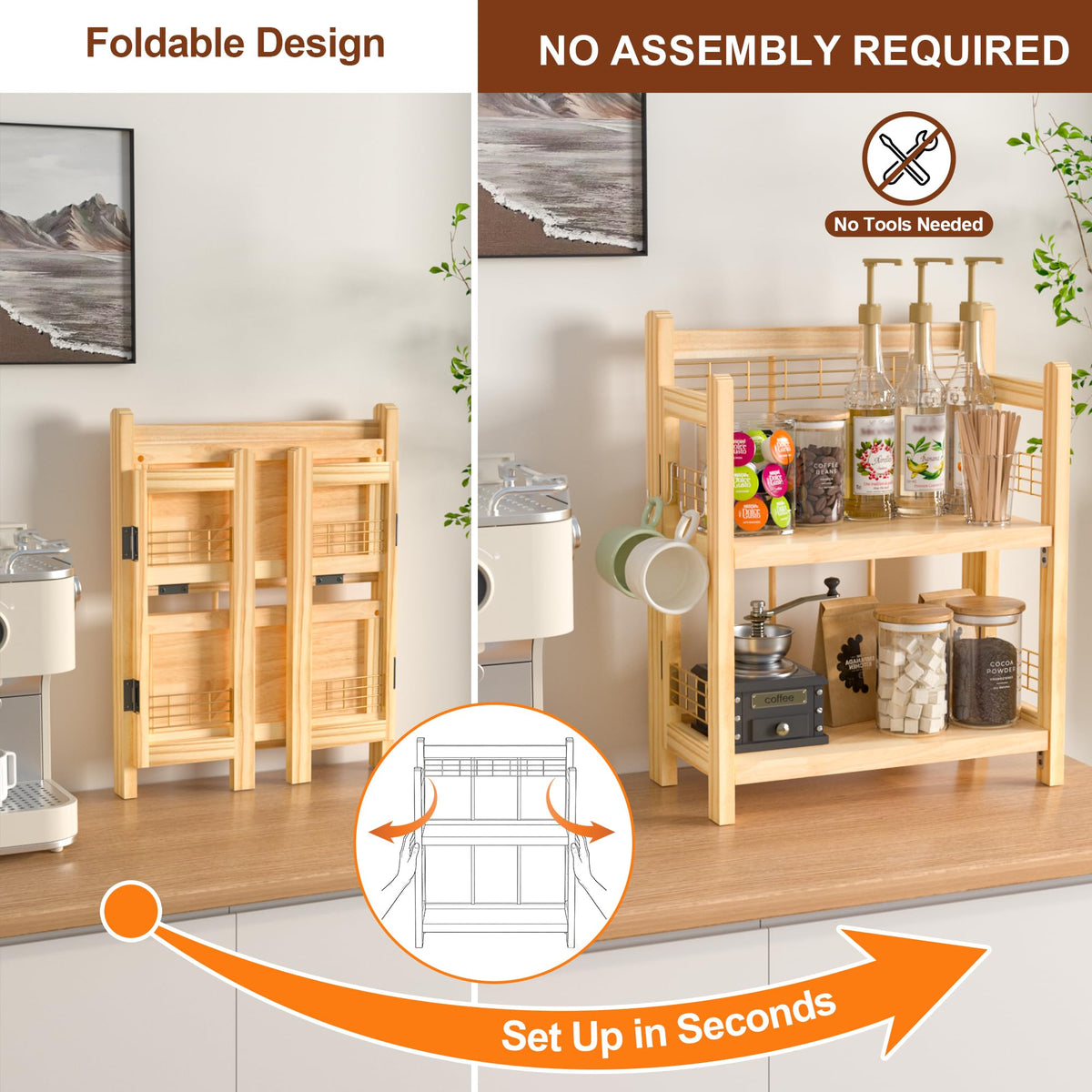 No Assembly Coffee Bar Organizer