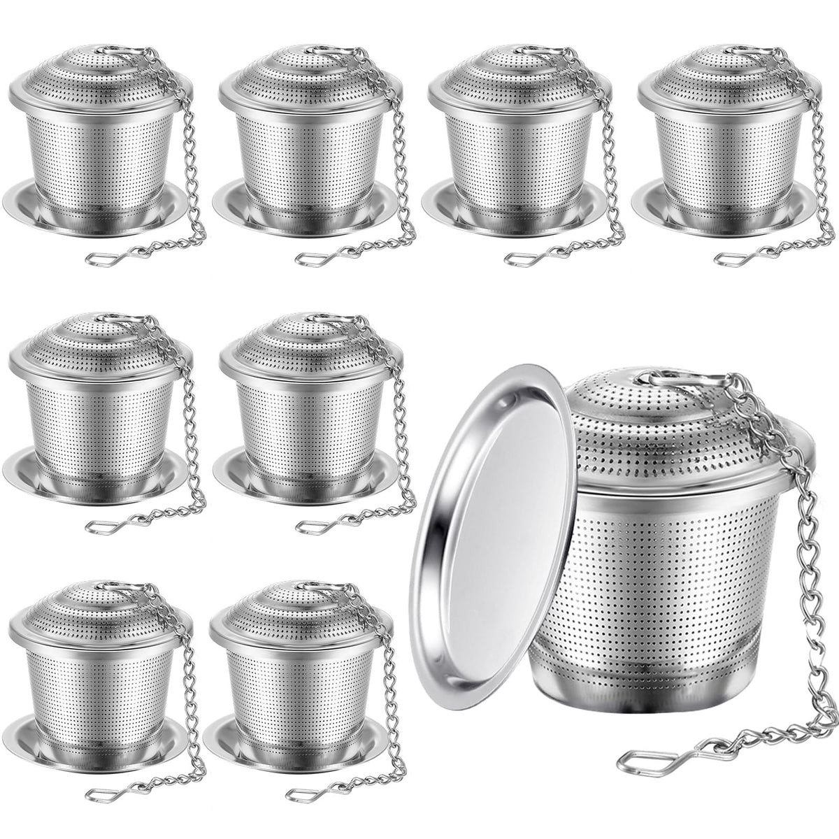 9 Pcs Tea Infuser Stainless Steel Strainer with Chain (9 Count)