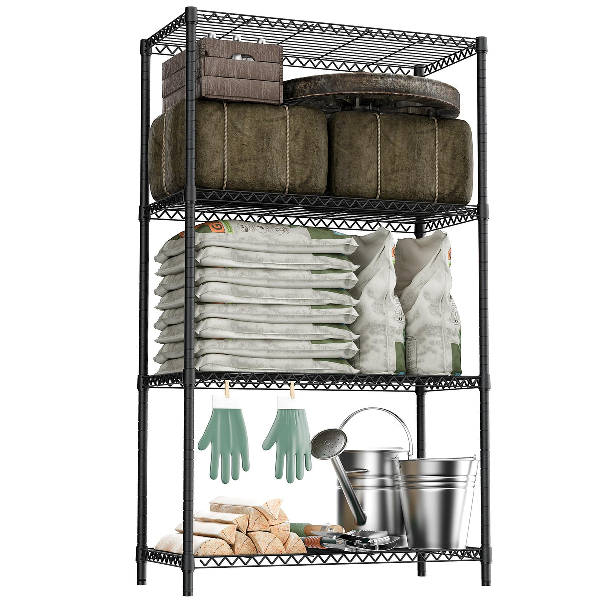2400LBS 35.5" W Standing Shelf Units Wire Rust