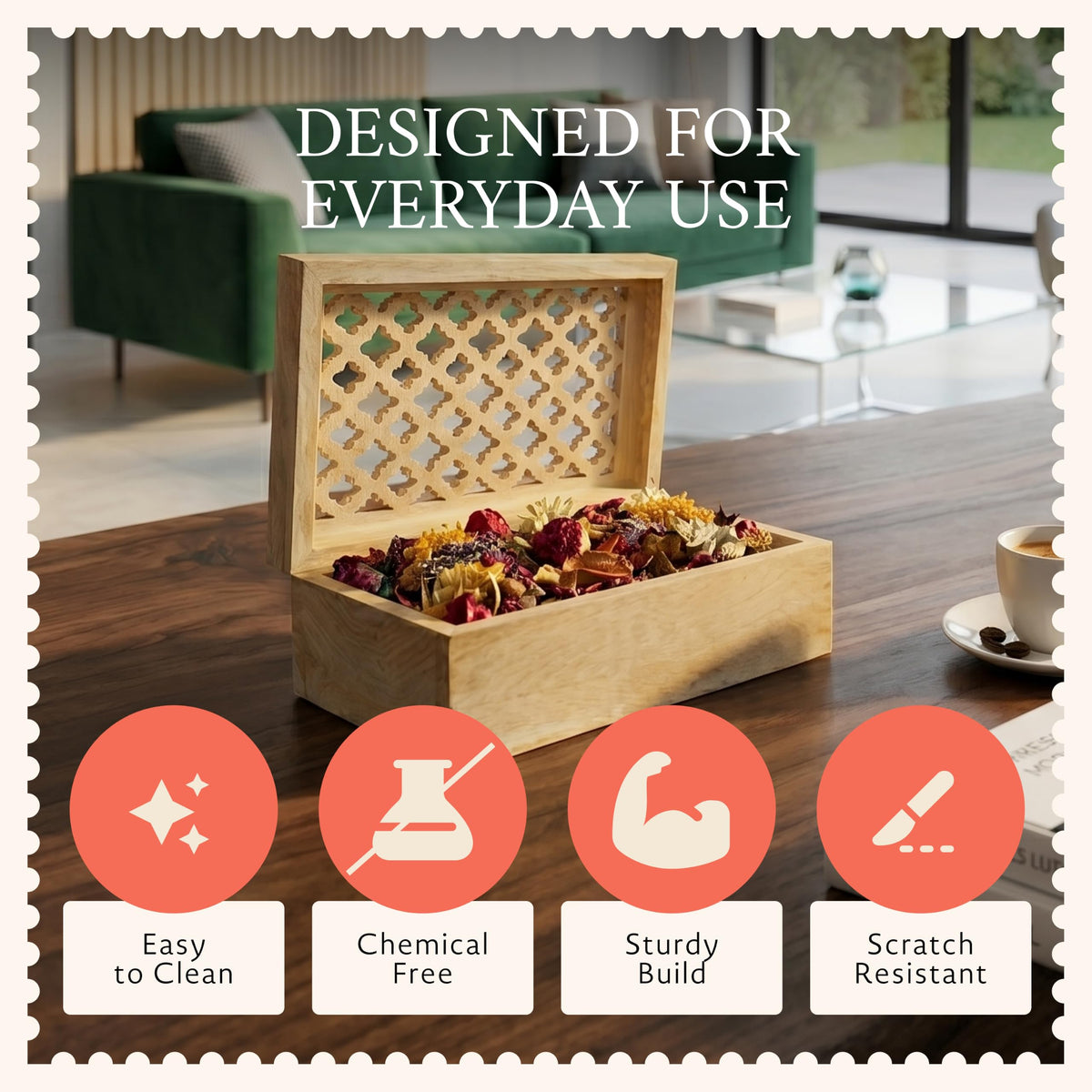 Trellis Mango Wood Storage Box