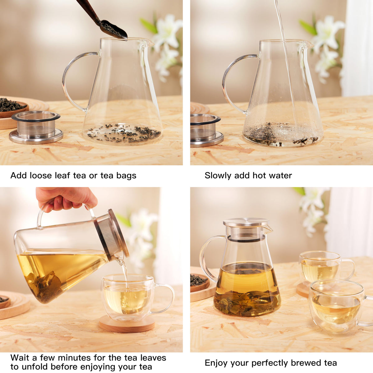 40oz 1200ml Glass Teapot Stovetop Safe