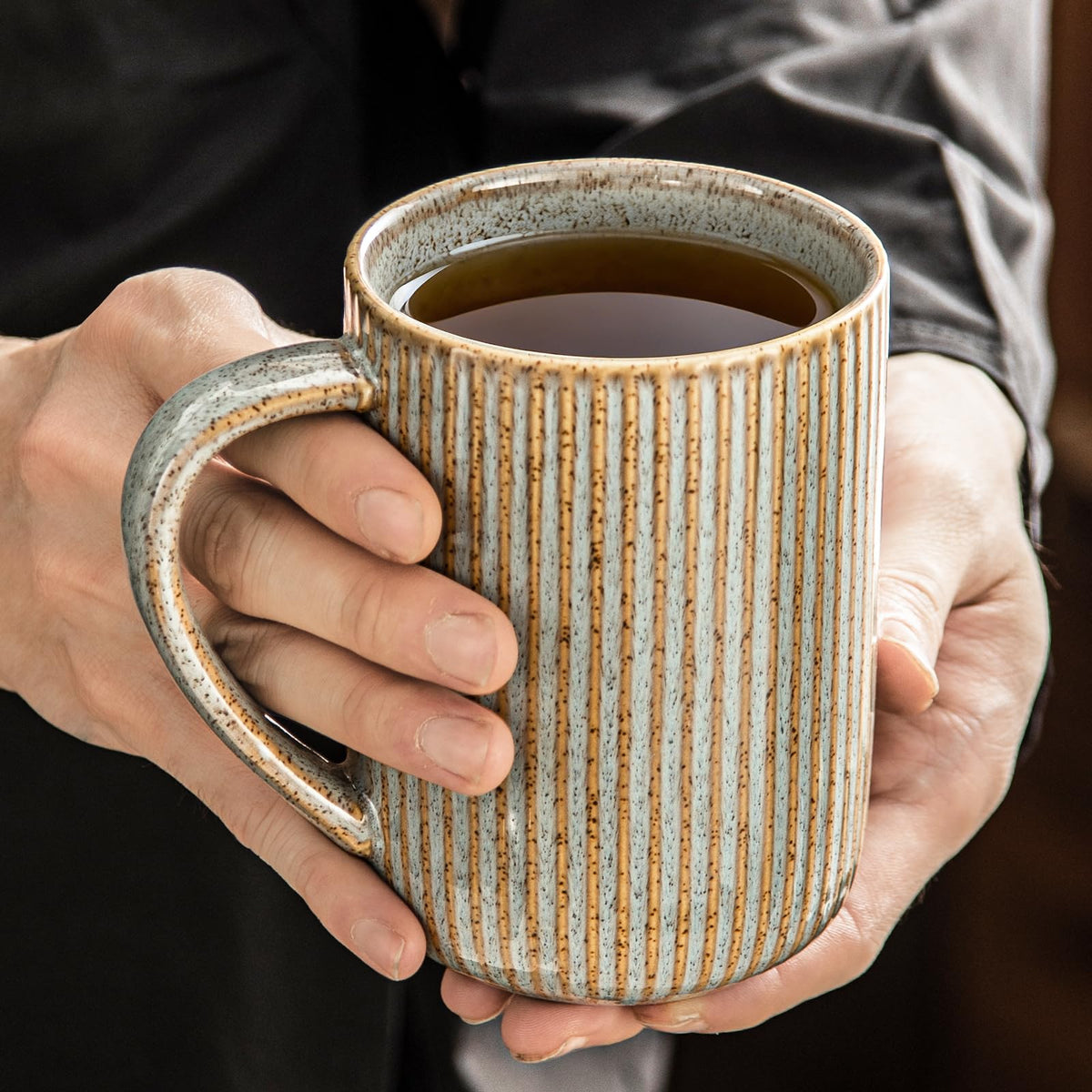15.5oz 470ml Ceramics Teacups with Infuser and Lid