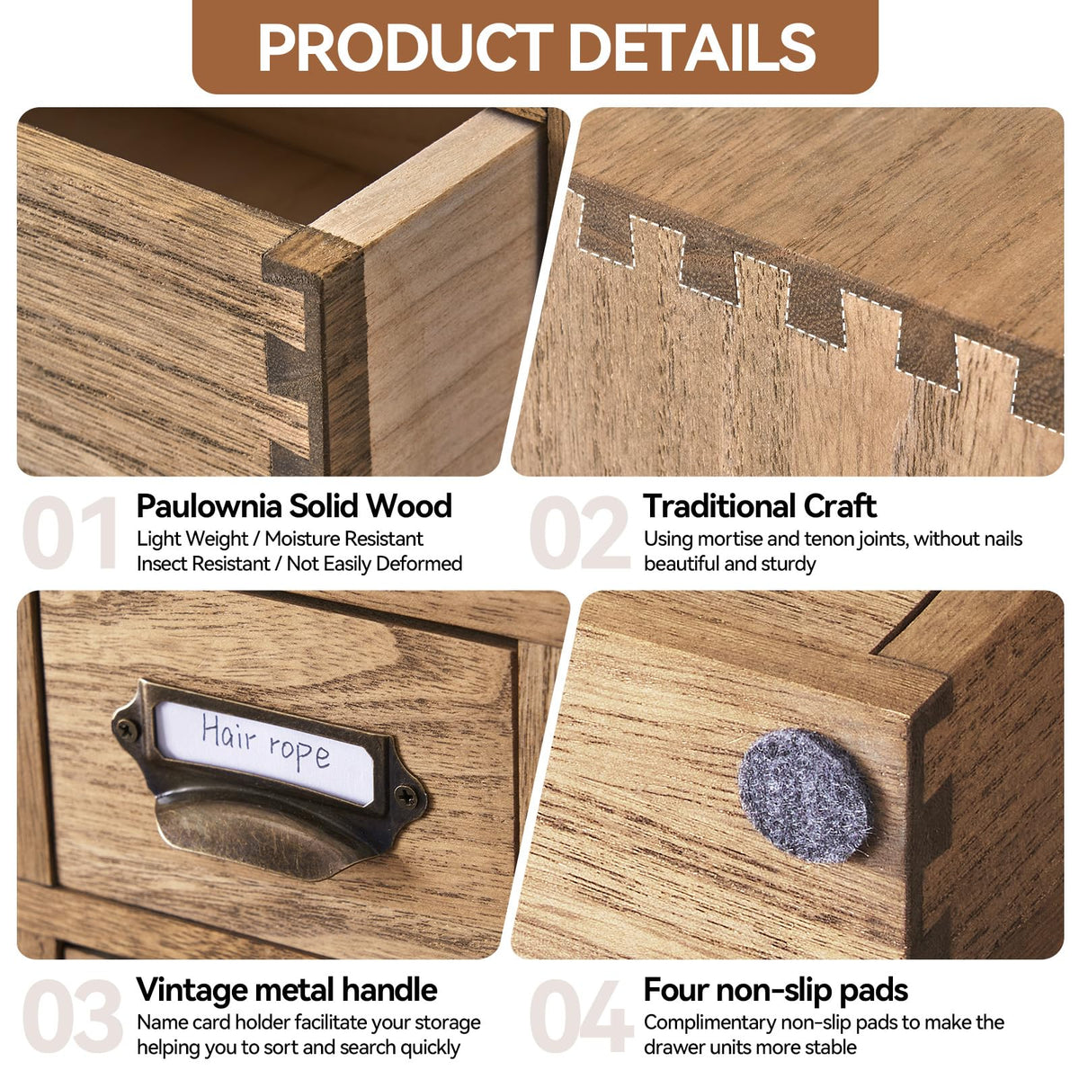 Wooden Desk Organizer with 9 Drawers