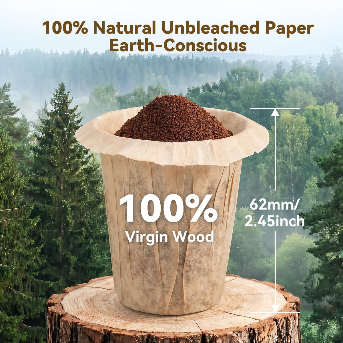 2.45" H Disposable Coffee Filters (100 Count)