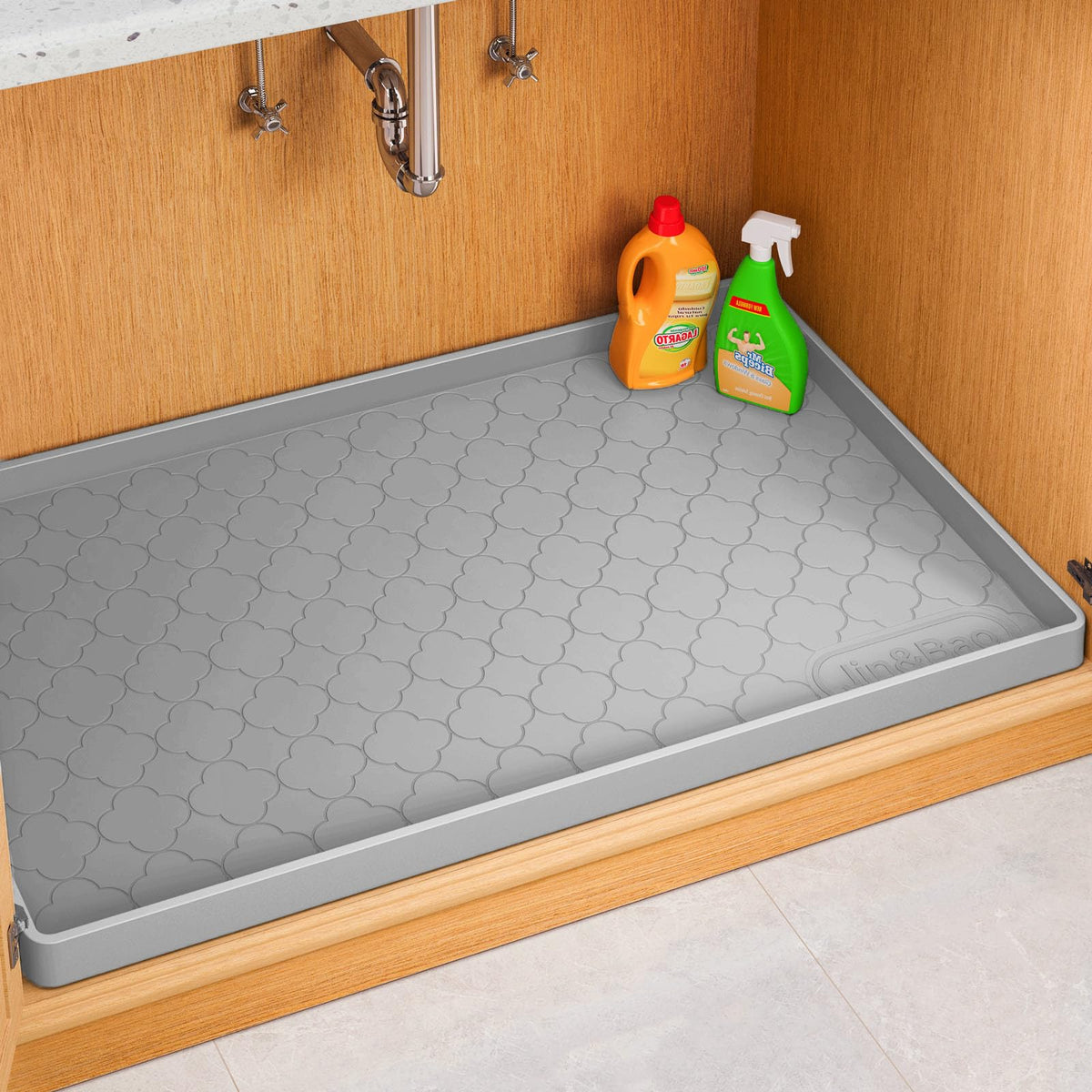 Under Sink Mat 31" x 22" Waterproof Silicone Cabinet Kitchen Liner