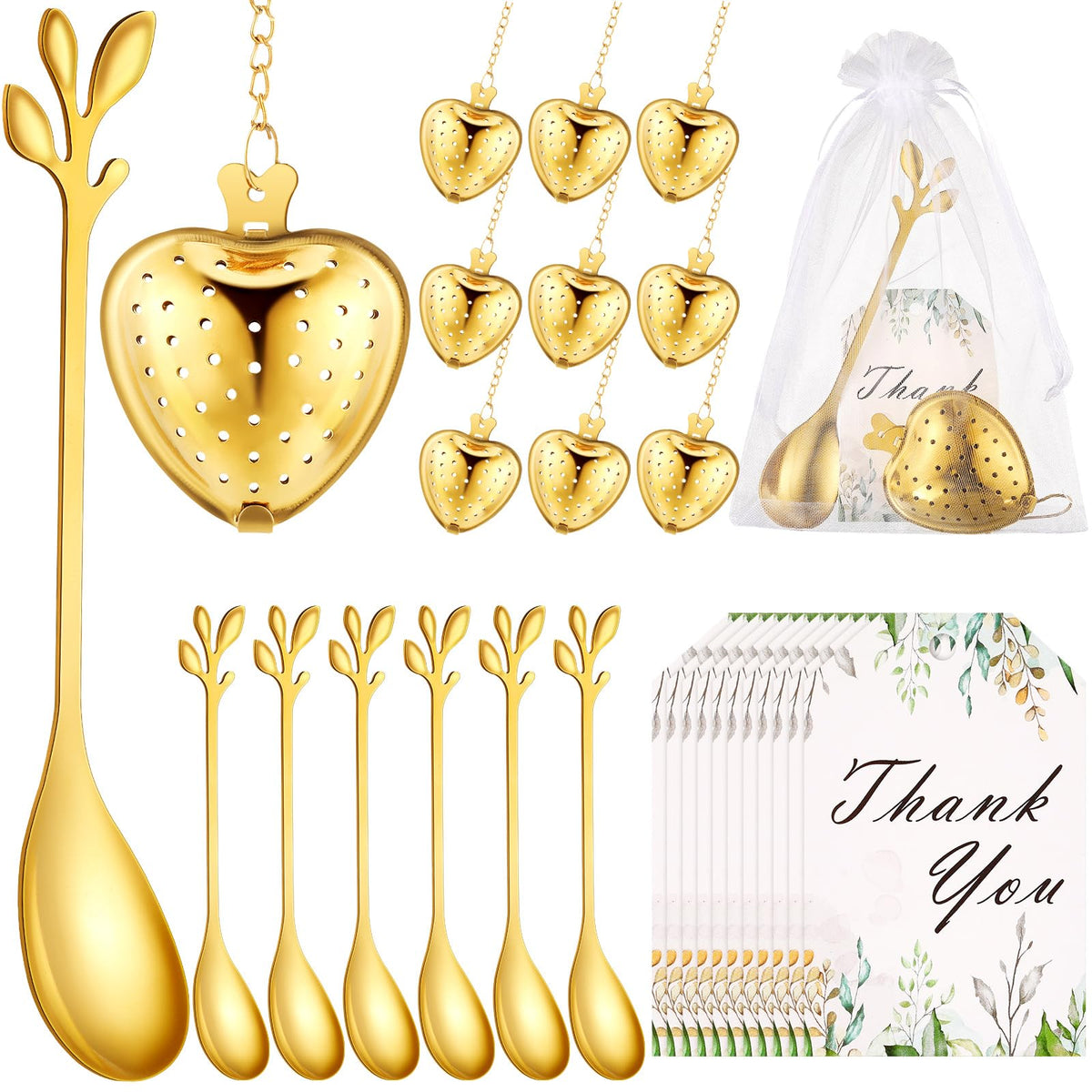 25 Sets Bridal Shower Tea Party Favor for Guest Leaf Tea Spoon (25 Count)