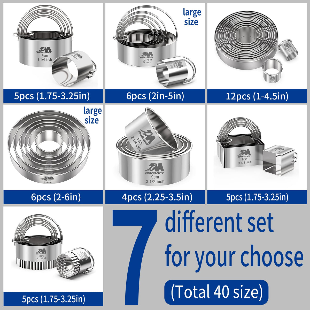 Ripple Biscuit Cutter Set 1.75inch 2inch 2.25inch 2.75inch 3.25inch