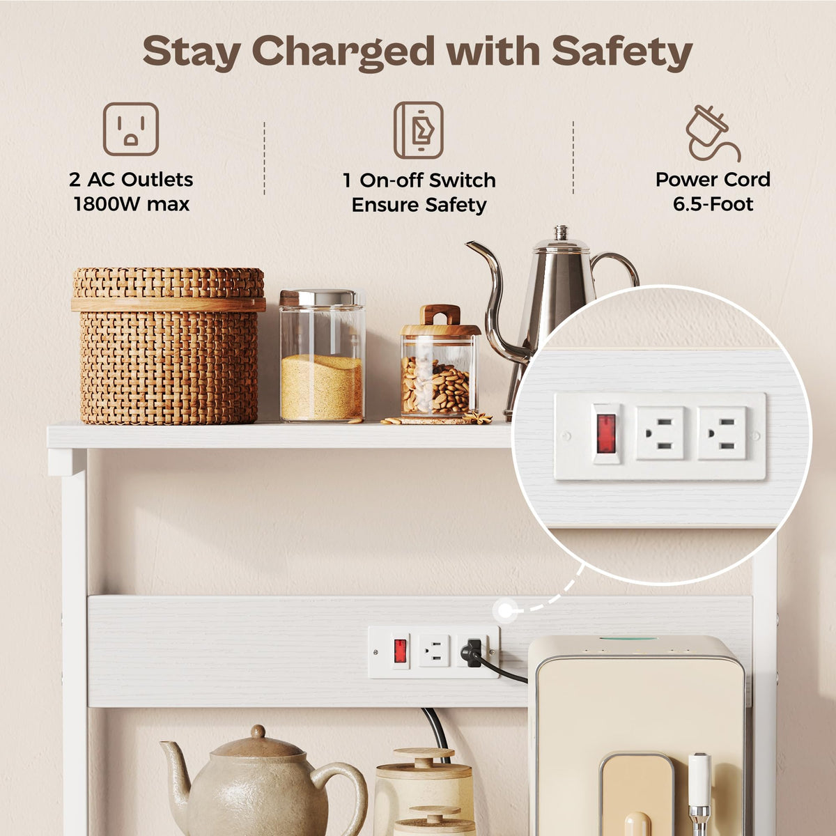 Kitchen Bakers Rack with Power Outlet