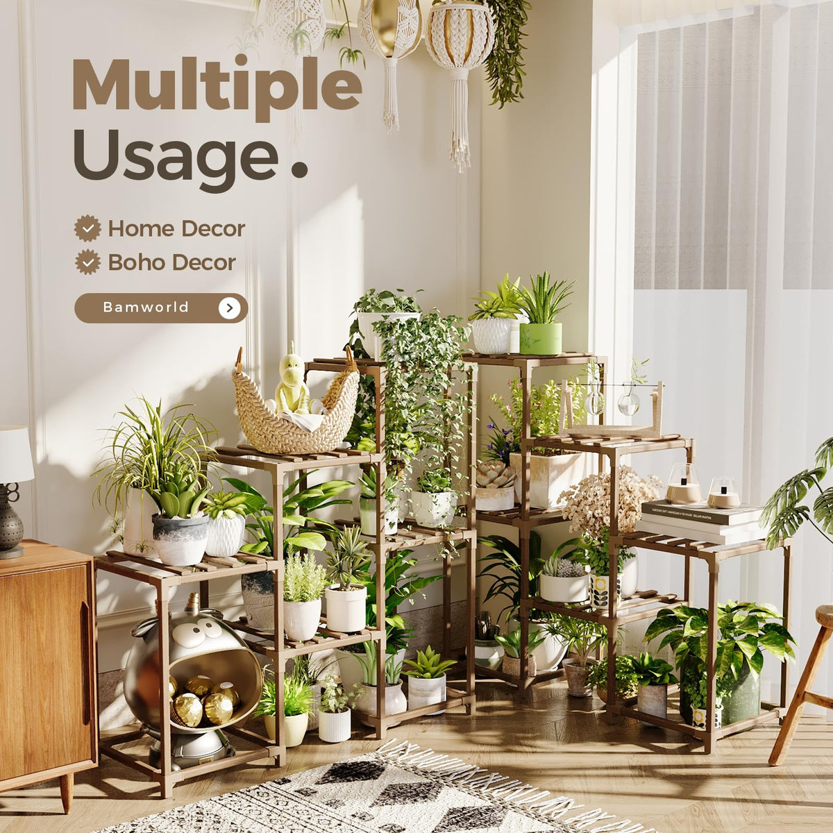 2 Sets of Package Plant Stands Indoor Wood Plant Shelf Outdoor