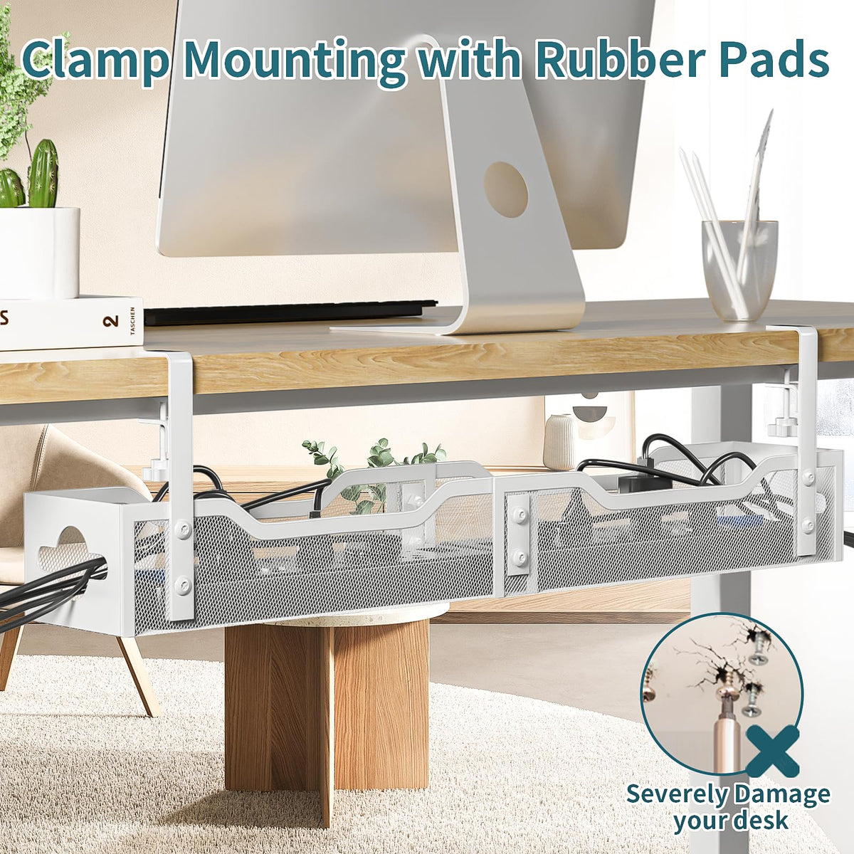 Under Desk Cable Management Tray White