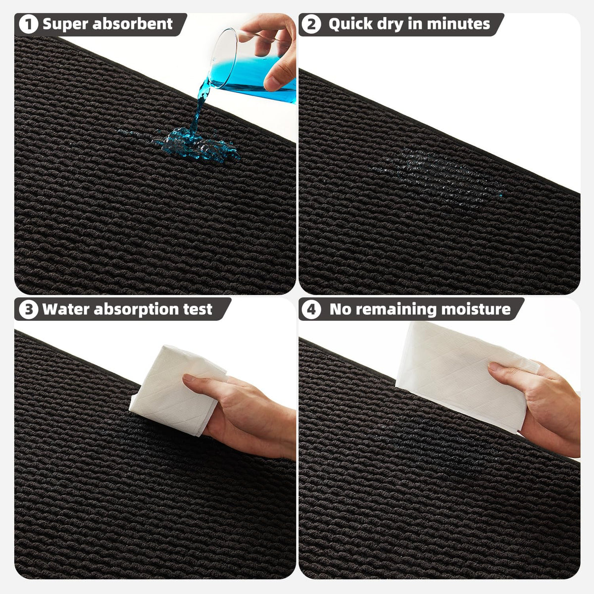 Black Bathroom Runner Rug (2 Sq Ft)