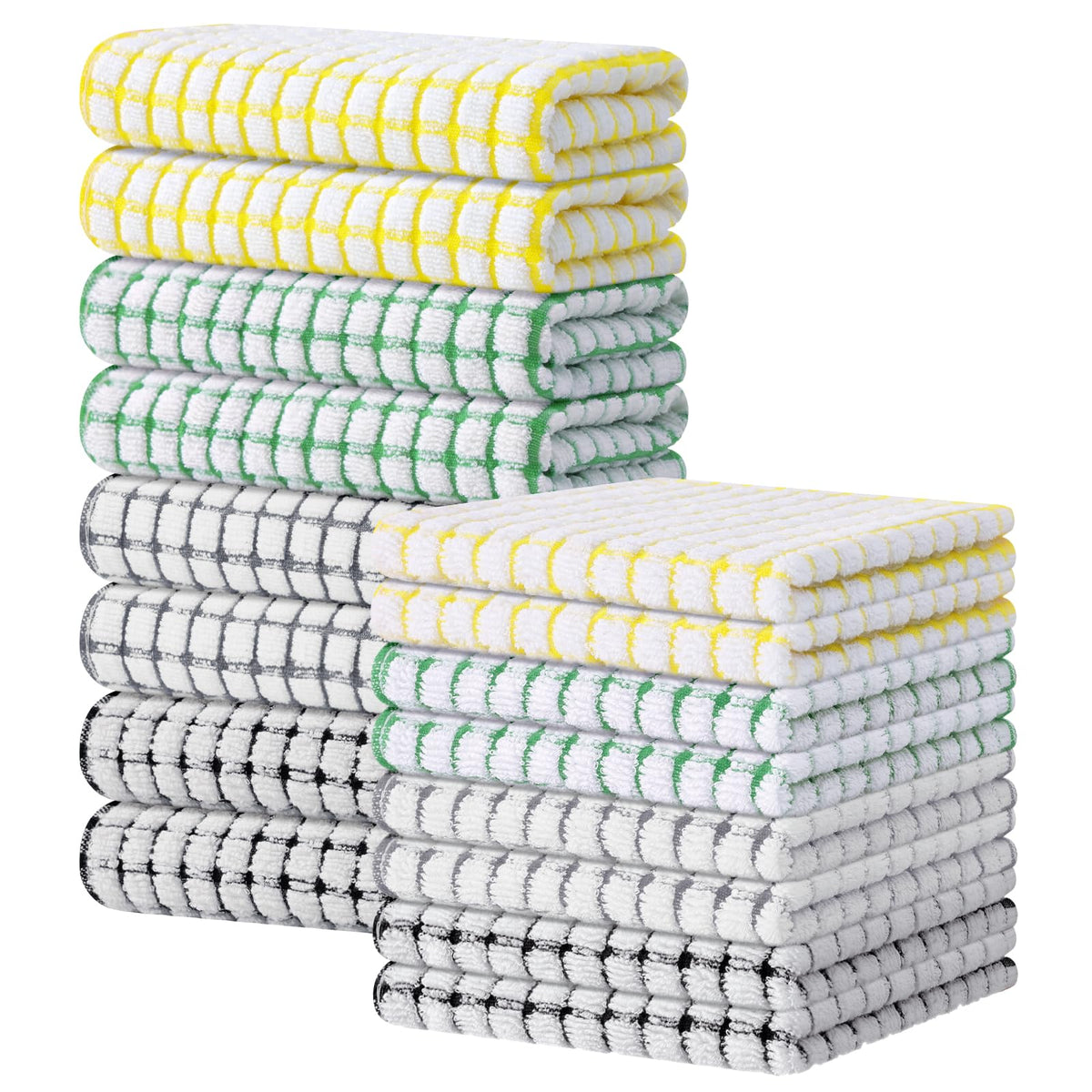 Cotton 16 Pack Kitchen Towels and Dishcloths Sets (16 Count)