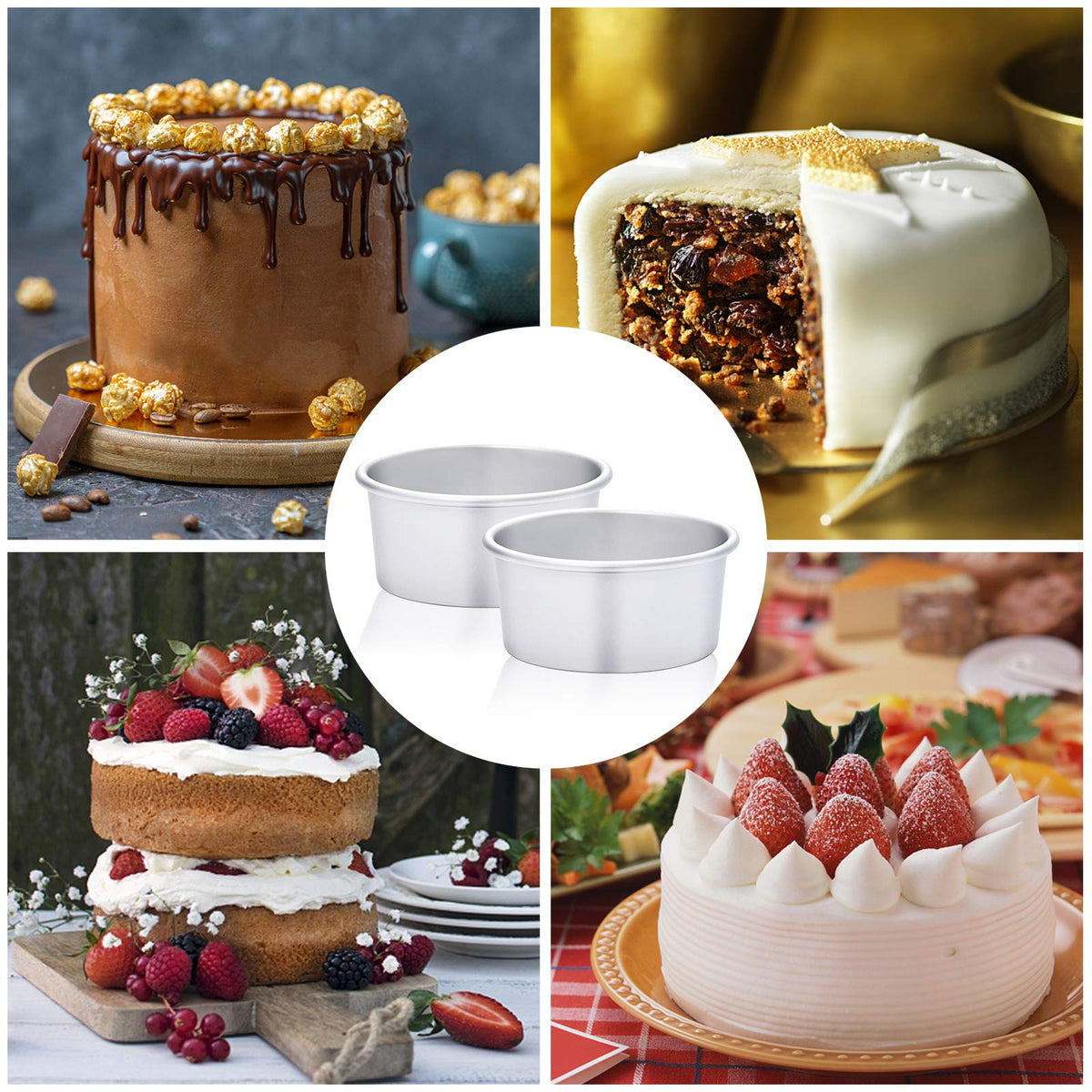 4 Inch Aluminum Round Cake Pan (8 Count)