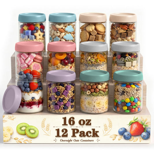 Overnight Oats Containers with Lids (12 Count)