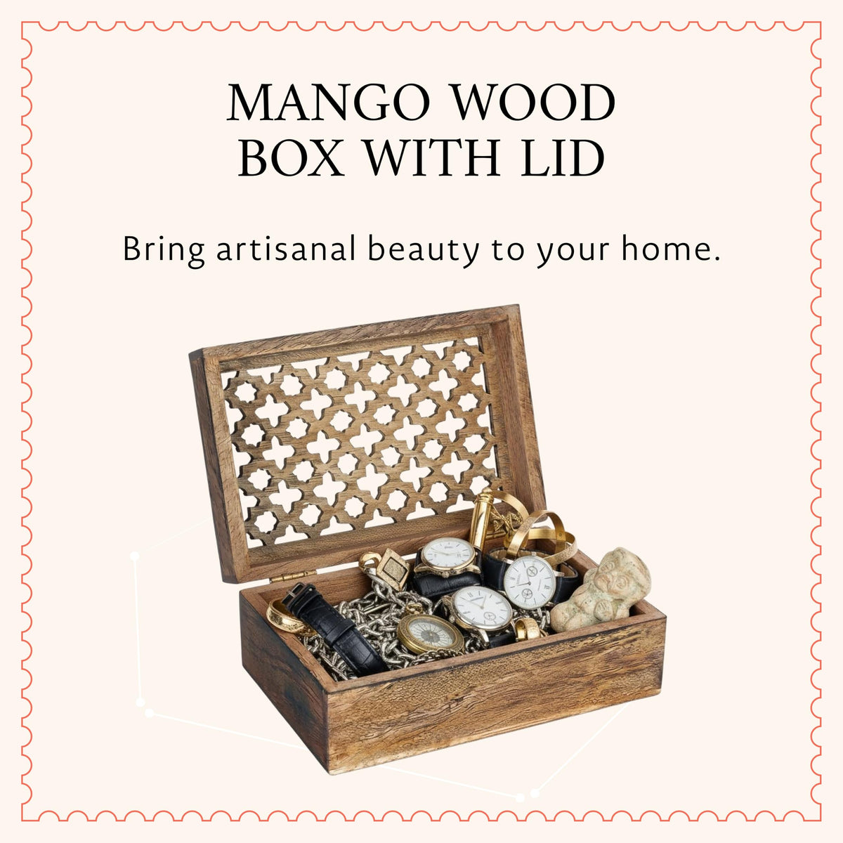 Trellis Mango Wood Storage Box