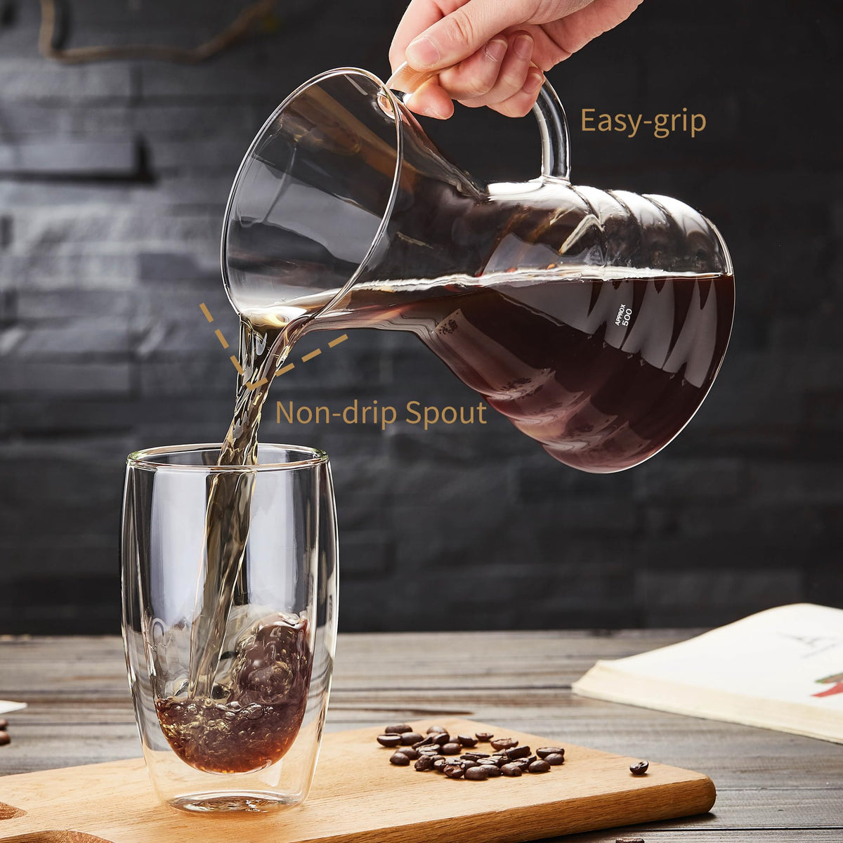 Pour Over Coffee Maker with Permanent Stainless Filter 27 fl oz (27 Fl Oz)
