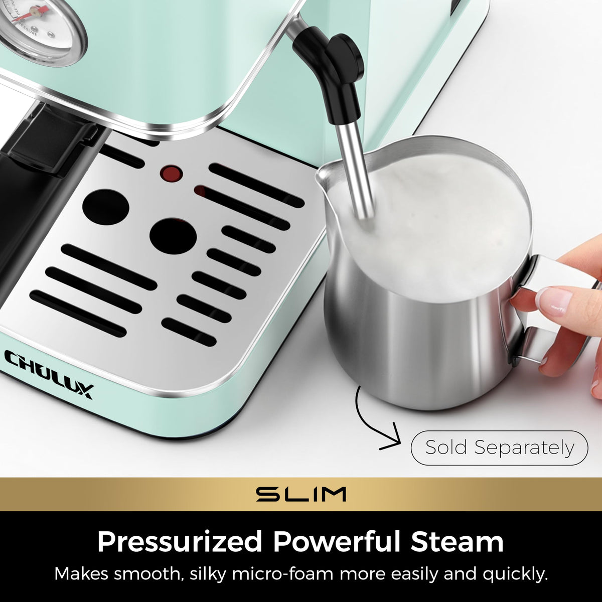 Slim Espresso Machine with Milk Frother for Home Latte