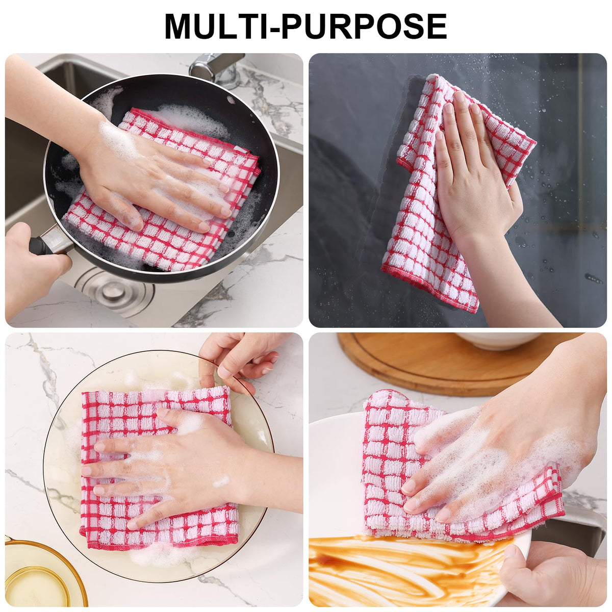Cotton 16 Pack Terry Kitchen Dish Cloths (16 Count)