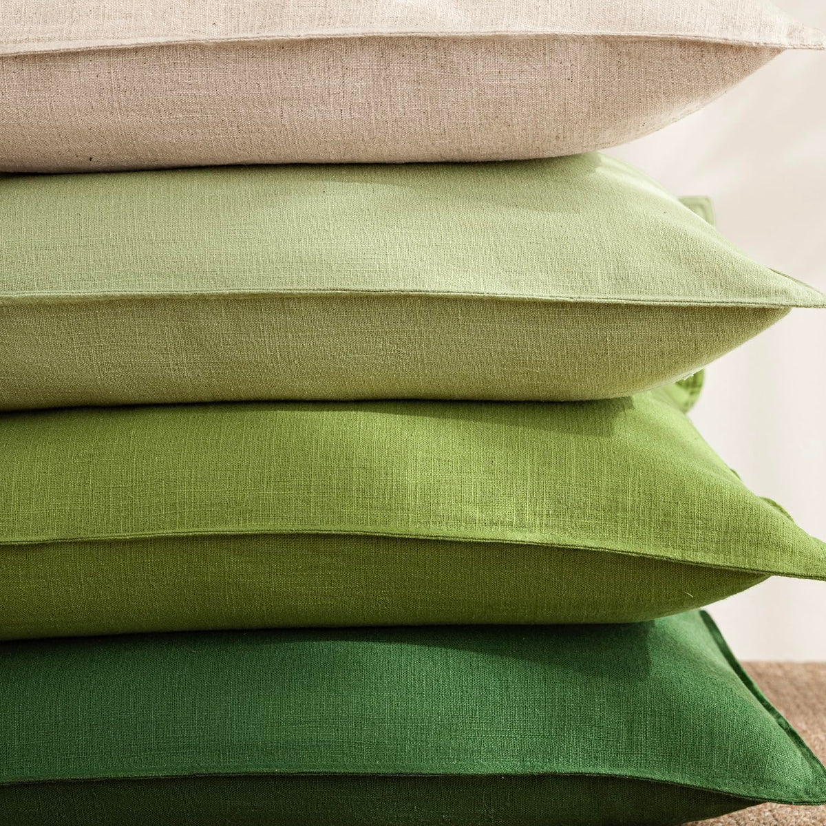 Pack of 2 Decorative Linen Solid Throw Pillow Covers Soft Accent Euro Cushion Case Boho Farmhouse Pillowcase for Chair Couch Sofa Bedroom Living Room Home Decor 26 x 26 Inch Forest Green (2 Count)