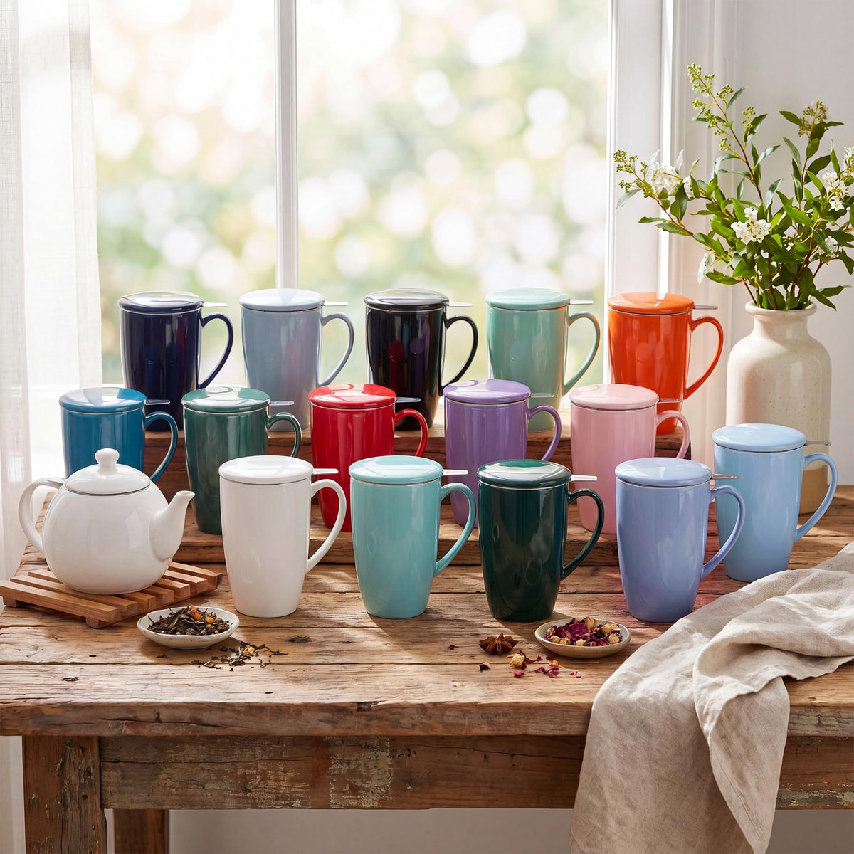 15 OZ Porcelain Tea Mug with Infuser and Lid