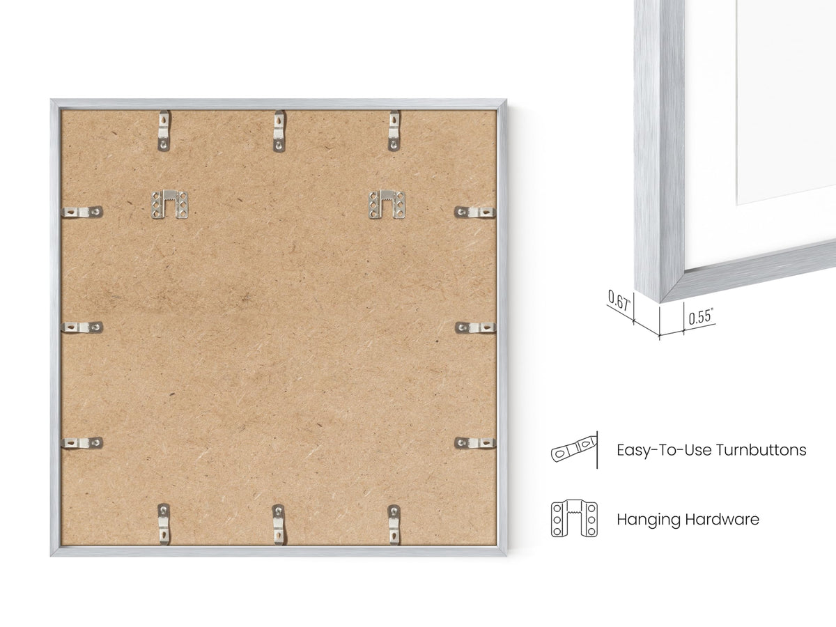 20x20 Silver Metal Picture Frames Matted to 16x16 (3 Count)