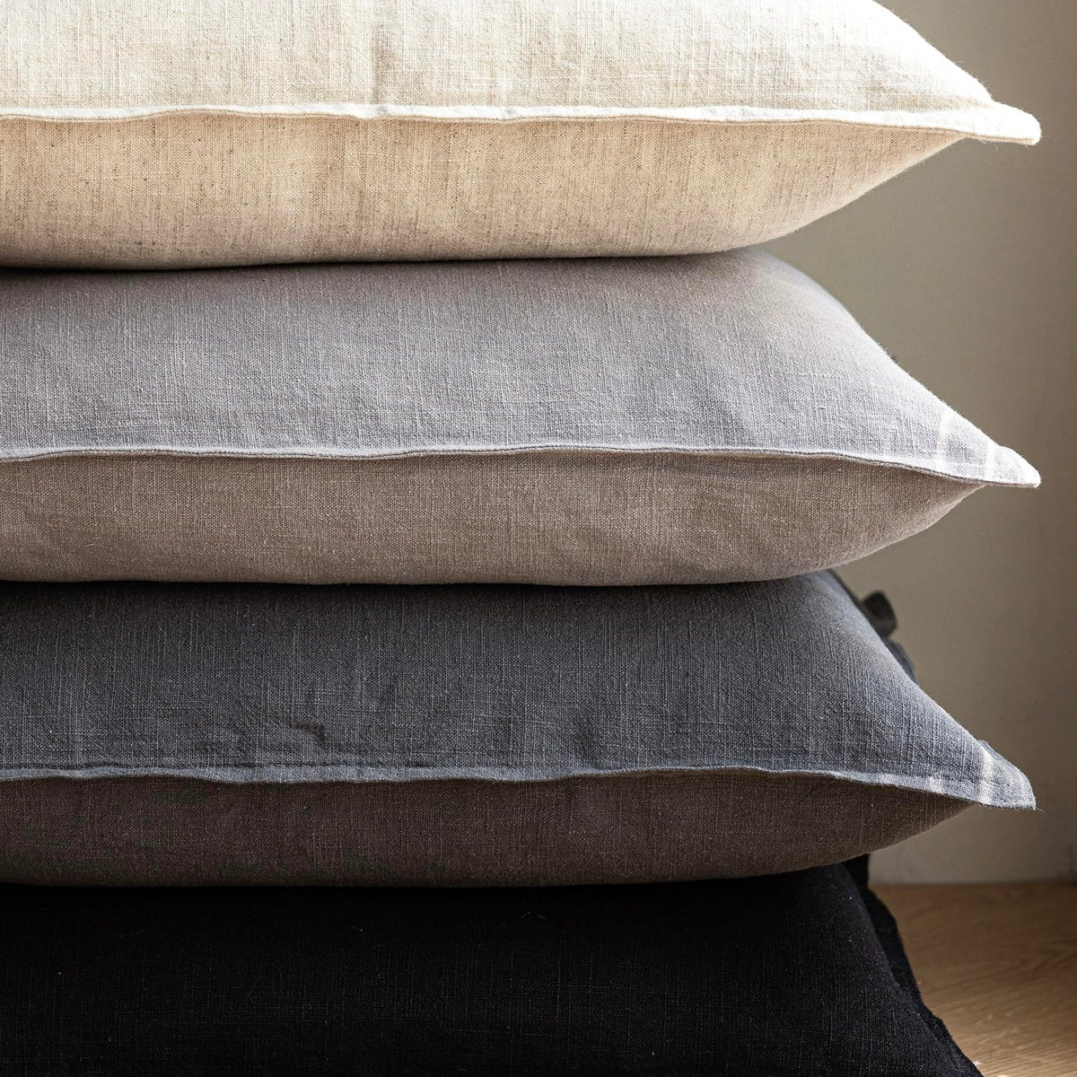 Pack of 2 Decorative Linen Solid Throw Pillow Covers Soft Accent Cushion Case Boho Farmhouse Pillowcase for Chair Couch Sofa Bedroom Living Room Home Decor 16 x 16 Inch Light Rustic Gray (2 Count)