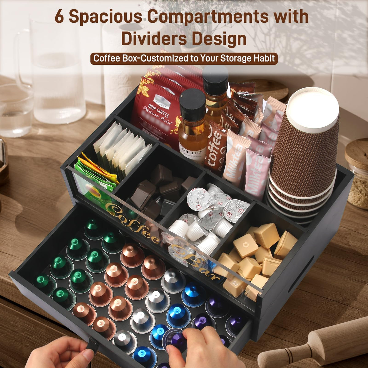 2 Tier Coffee Bar Organizer with Clear Acrylic Top