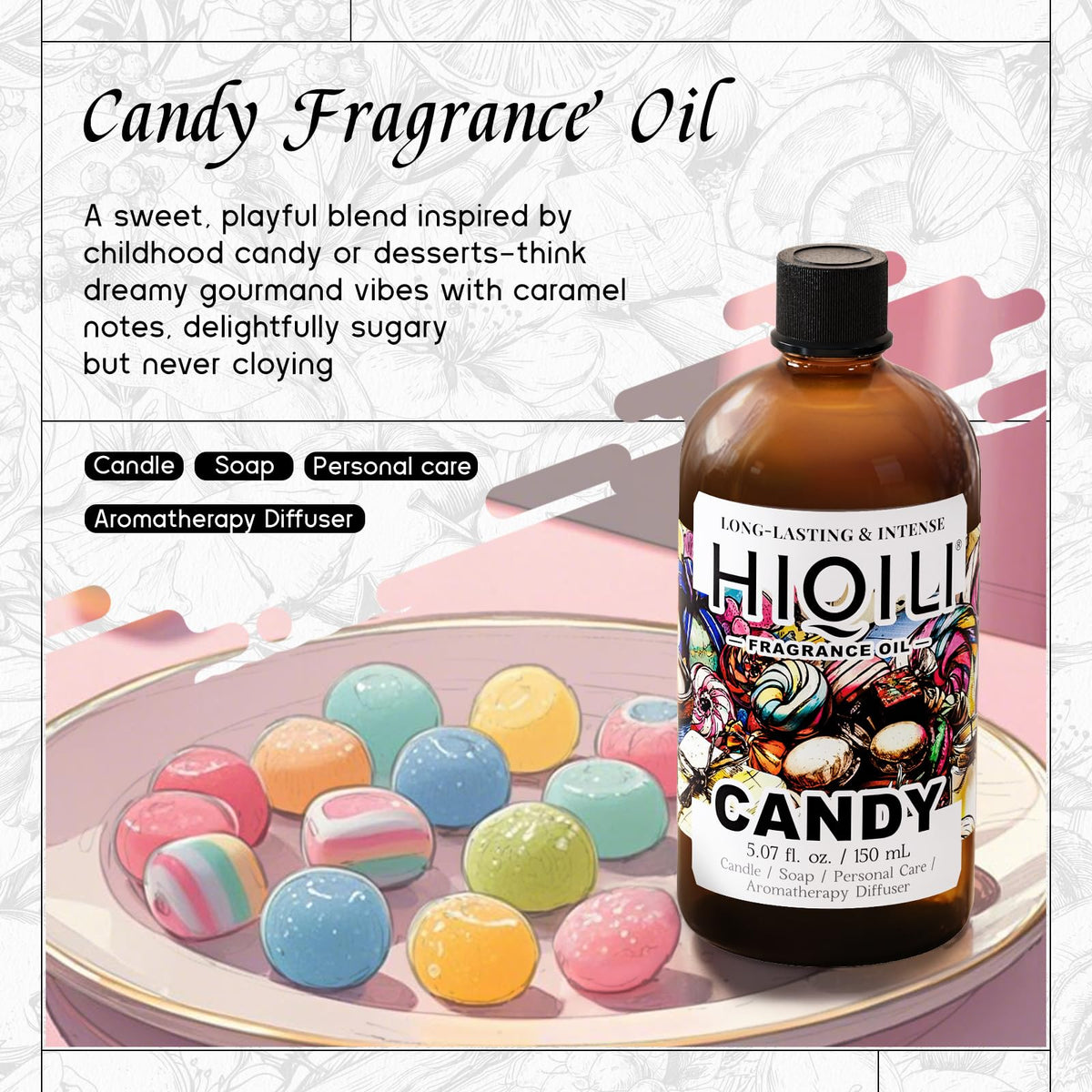 Candy Fragrance Oil for Diffusers for Home (5.07 Fl Oz)