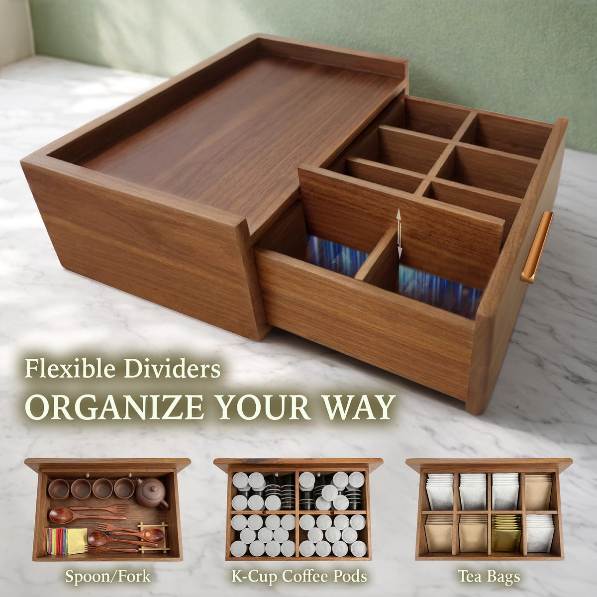 Tea Bag Organizer Box with Drawer
