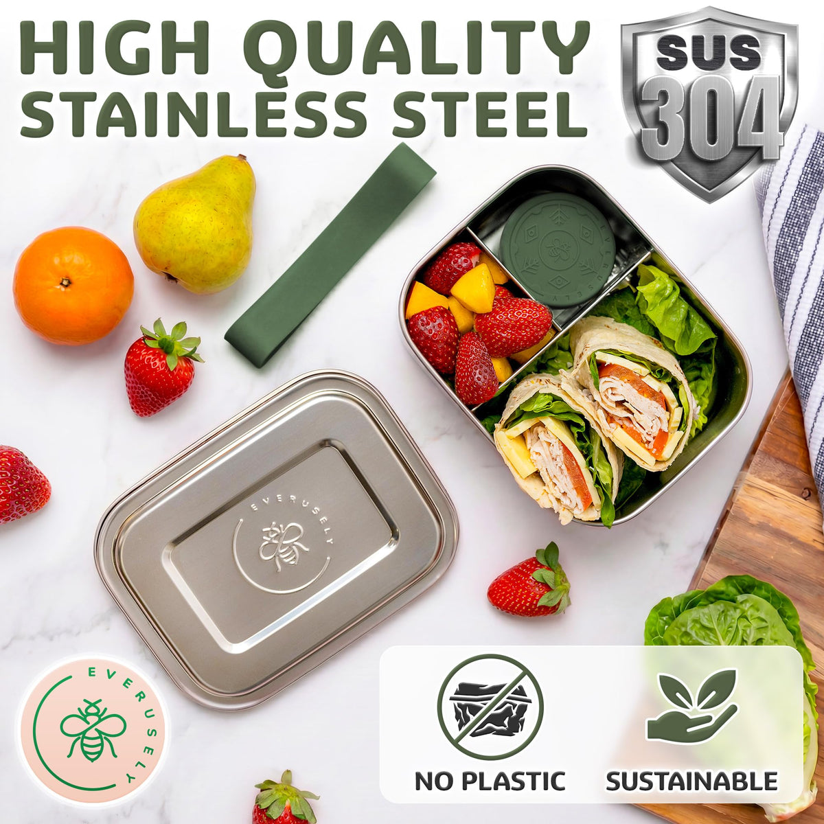 Stainless Steel Bento Box + Condiment Container