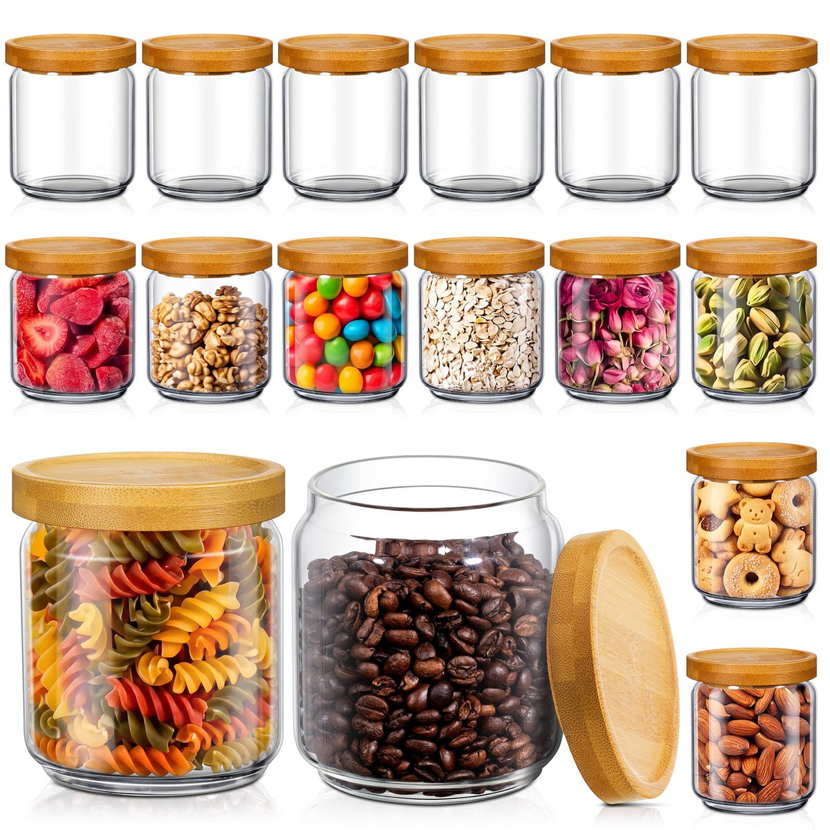 16 Pack Glass Containers Canister Set