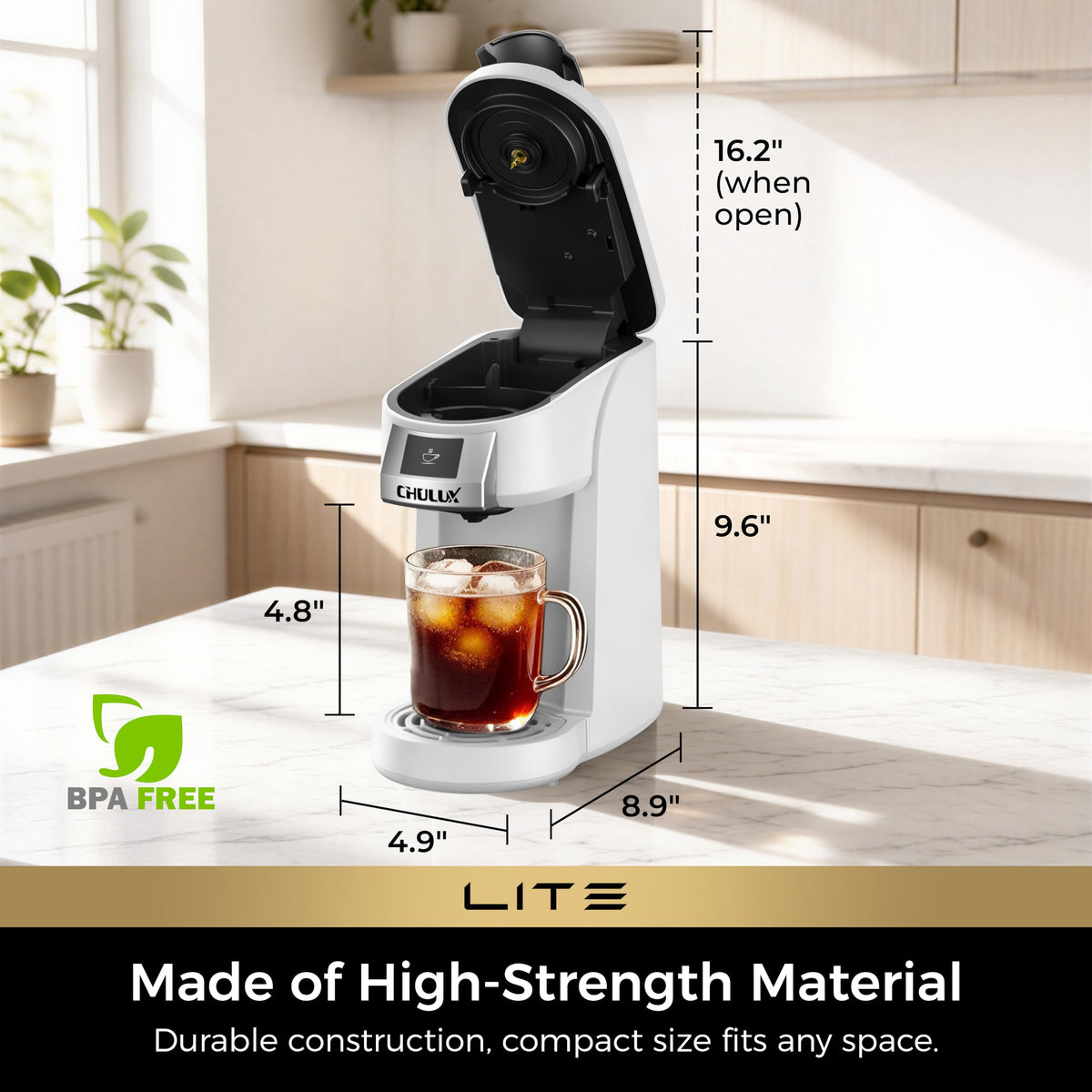 Lite Single Serve Coffee Maker for K Cup with One Touch Brew