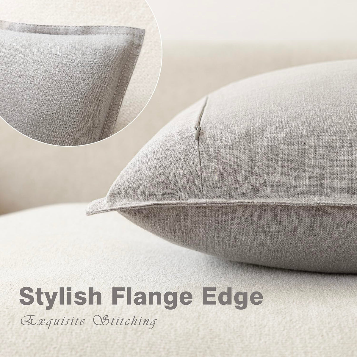 Pack of 2 Decorative Linen Solid Throw Pillow Covers Soft Accent Cushion Case Boho Farmhouse Pillowcase for Chair Couch Sofa Bedroom Living Room Home Decor 16 x 16 Inch Light Rustic Gray (2 Count)