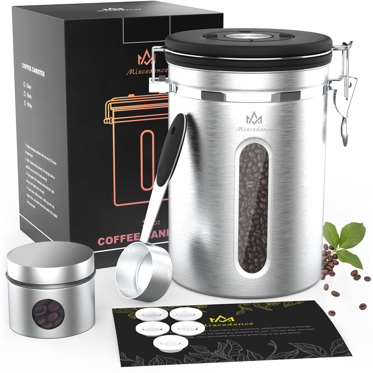 Coffee canister for ground coffee with Transparent Window