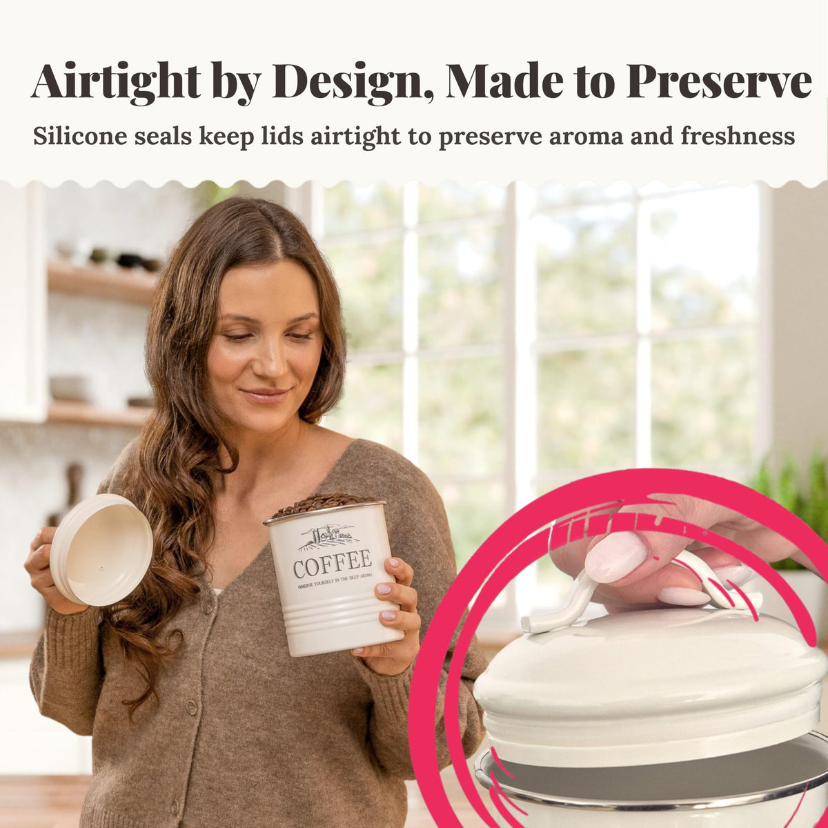 5 Piece Farmhouse Kitchen Canister Sets for Kitchen Counter (5 Count)