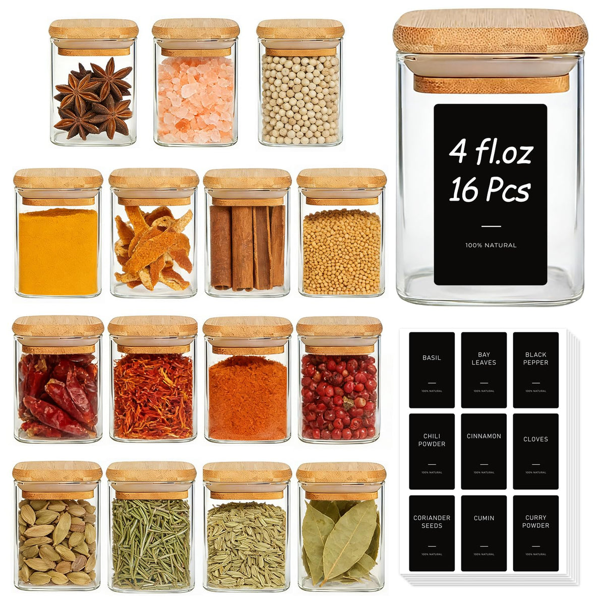 Spice Jars 4oz 16 Pack (16 Count)