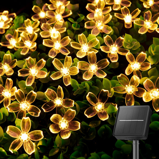 60 LED Solar String Lights Flower Outdoor Waterproof Fairy Lights for Garden Yard Fence Patio Christmas Tree Wedding Party Decor (60 Count)