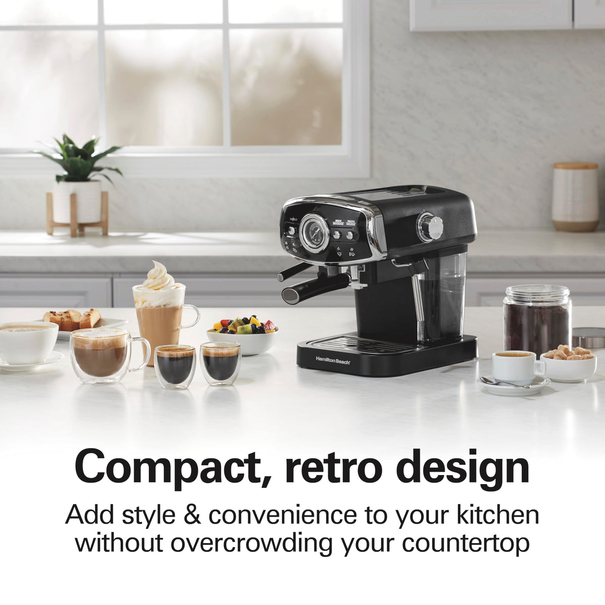 Slide & Lock Espresso Machine With Milk Frother Steam Wand