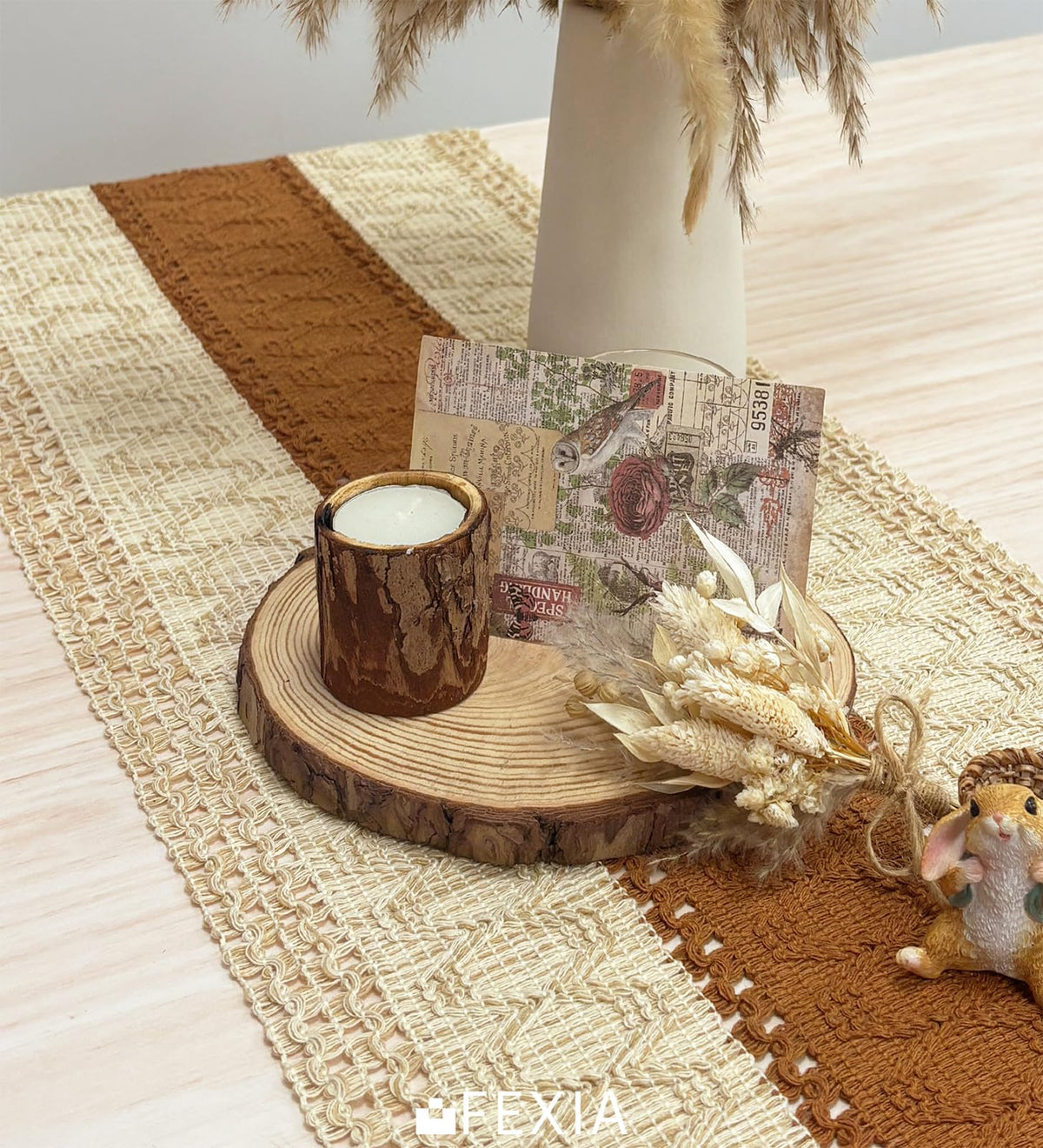 Boho Table Runner for Home Decor 12x72 Fall Coffee Table Decor Caramel (6 Foot)