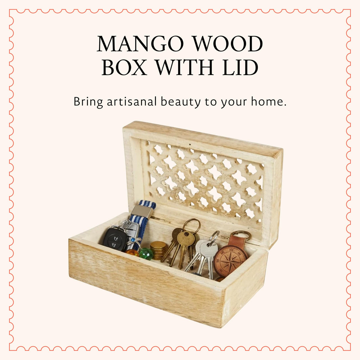 Trellis Mango Wood Storage Box