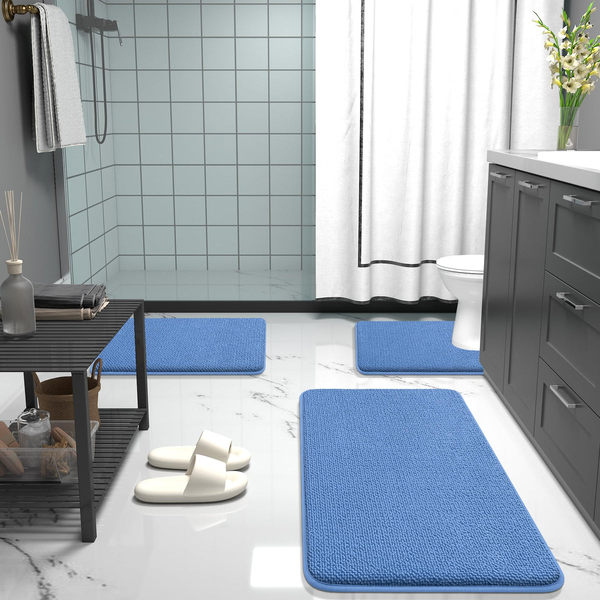 Memory Foam Bathroom Runner Rugs 47x24